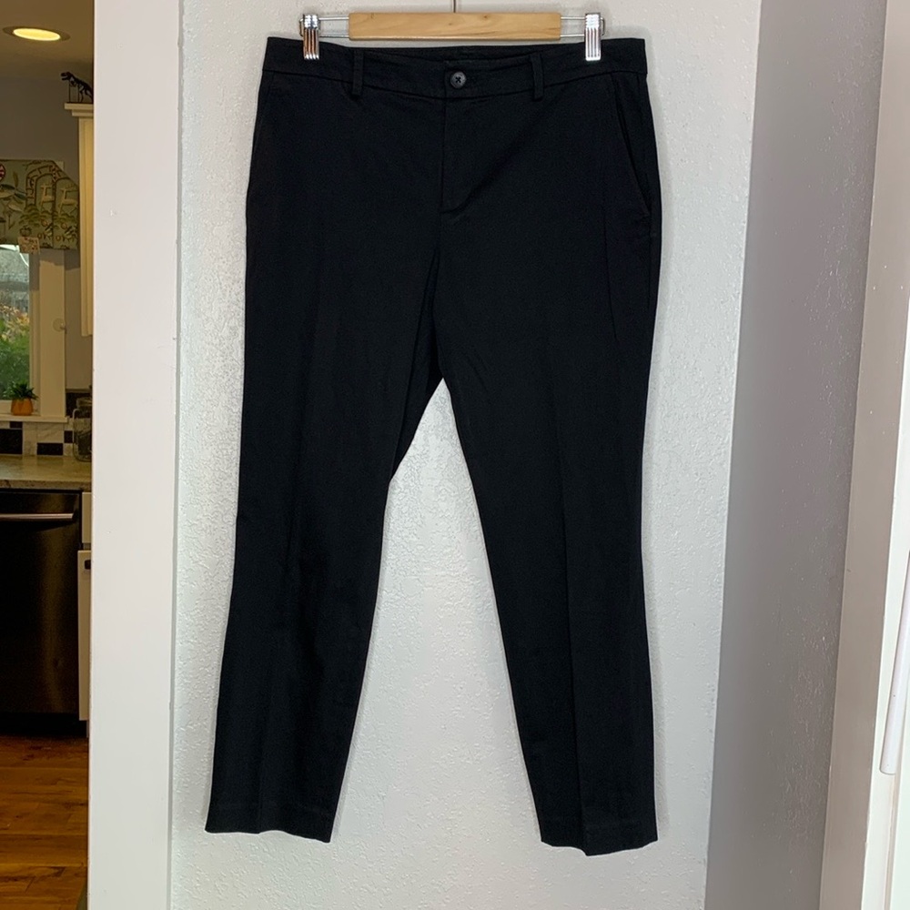 Lauren Ralph Lauren Black Cotton Stretch Straight Leg Cropped Pant Size 8 Office